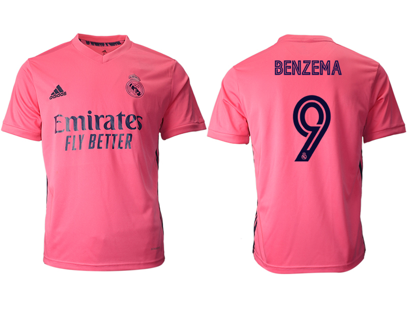 Men 2020-2021 club Real Madrid away aaa version #9 pink Soccer Jerseys->real madrid jersey->Soccer Club Jersey